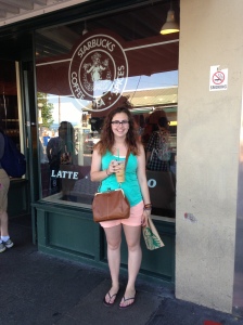 While in Seattle, if you are a coffee snob like myself it is only natural to go to the oldest Starbucks. I am drinking a hazelnut iced coffee, my favorite drink in the summer.